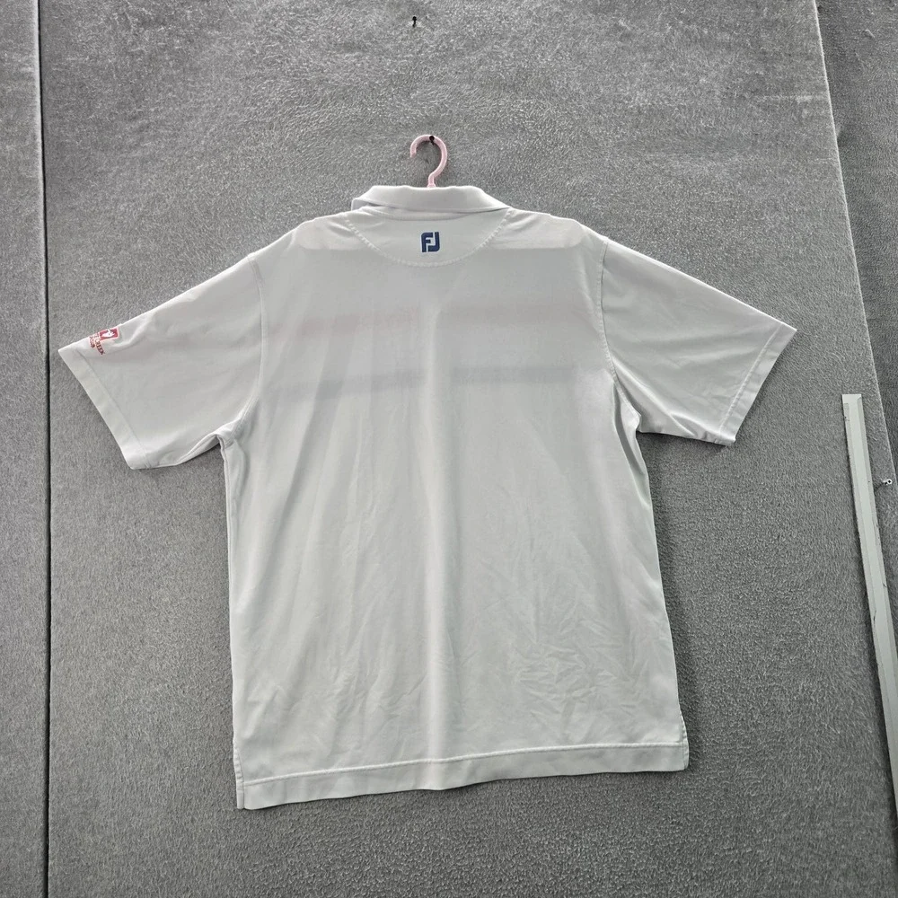 Footjoy Men Polo XL White Logo Embroidery‎ Striped Activewear Short Sleeve